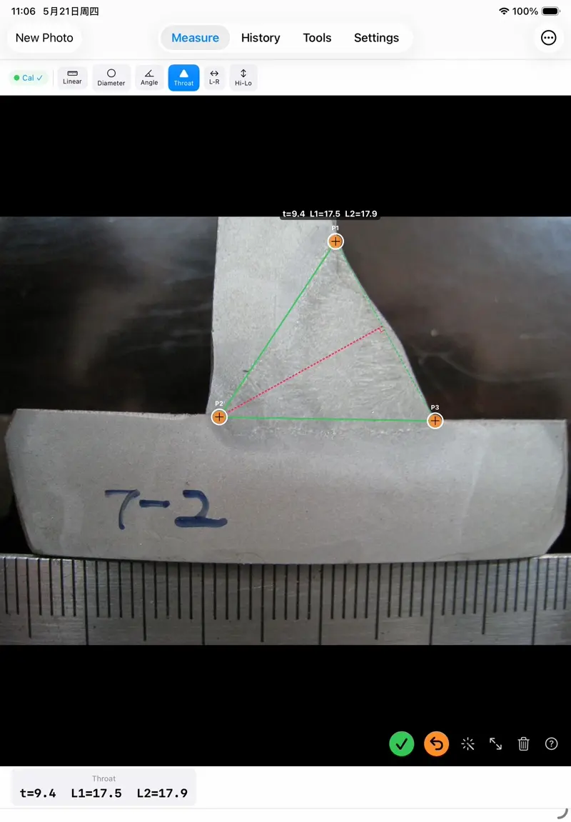 WeldGauge app — weld macro measurement on iPad