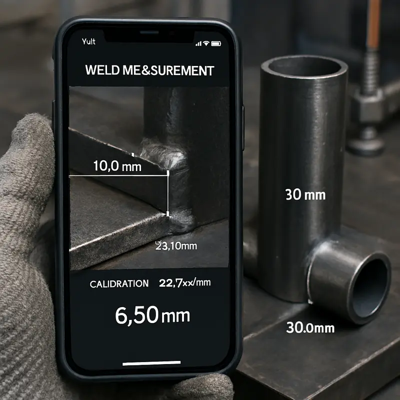 Calibrating measurement on a fillet weld using plate thickness